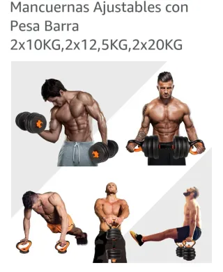 Mancuernas y Barra Ajustables 2x10kg, 2x12.5kg, 2x