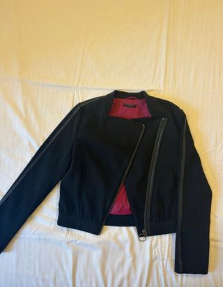 Giacca Sisley Biker Nera Interno Fucsia