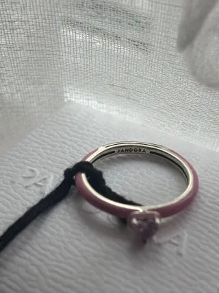 Anillo Pandora Corazón Rosa