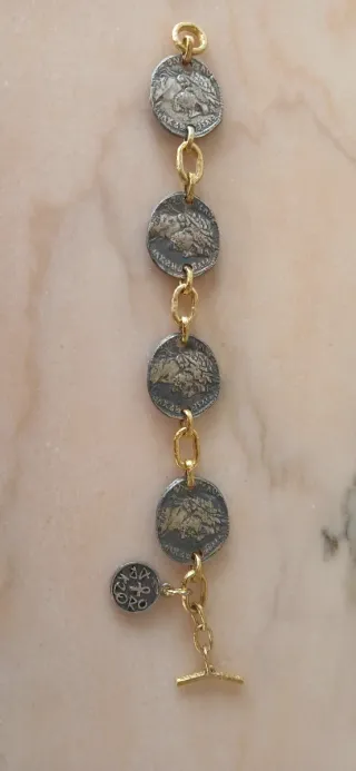 Pulsera Monedas Plata y Oro