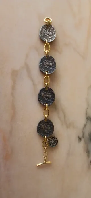 Pulsera Monedas Plata y Oro