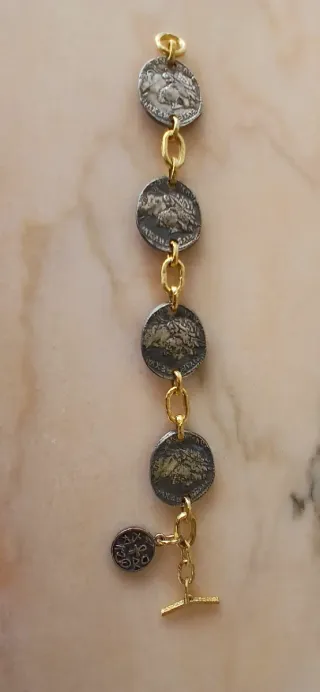 Pulsera Monedas Plata y Oro
