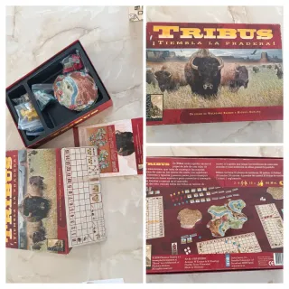 4 juegos de mesa: Catan, Tribus, Rescate, Polterdi