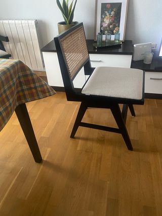 Pack 4 Sillas Comedor Ratán y Tela