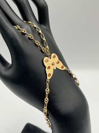 PULSERA MANITA MARIPOSA G. PIEDRA NARANJA. Oro18k