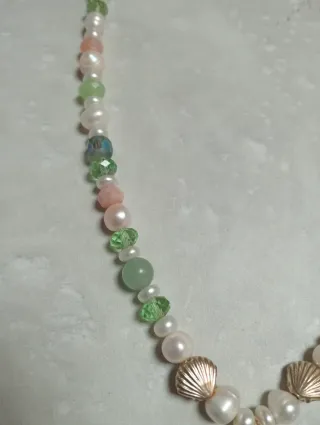 Collar perlas naturales, jade y cristales