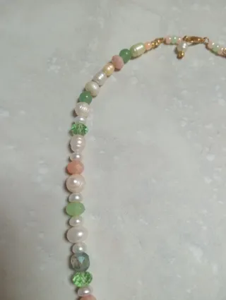 Collar perlas naturales, jade y cristales