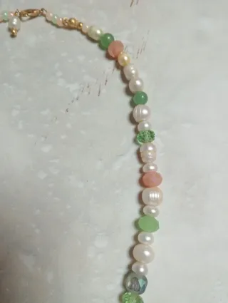 Collar perlas naturales, jade y cristales