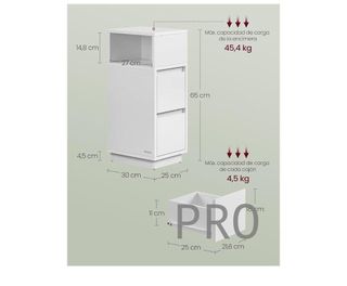 VASAGLE Mesita de Noche Estrecha