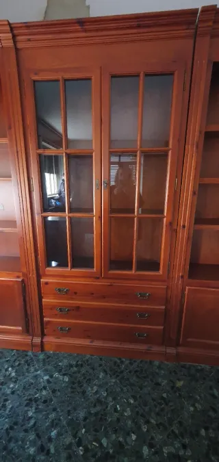 Conjunto Librerías y Vitrina Nogal