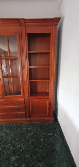 Conjunto Librerías y Vitrina Nogal