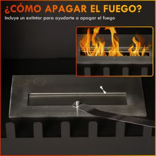 Estufa Bioetanol Negra 55x31x55 cm