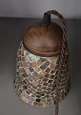 Lámpara de techo 2 luces madera y cristal