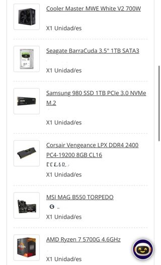 PC Completo Montado - hecho por piezas