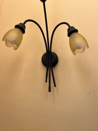 Dos lámparas de pared tulipán metal y cristal