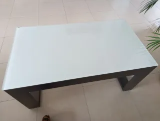 Mesa auxiliar elevable cristal y madera