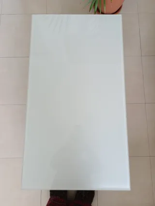 Mesa auxiliar elevable cristal y madera