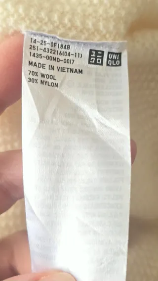 Maglione Uniqlo Lana Panna Taglia M