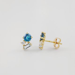 Pendientes Oro 18k Topacio Azul