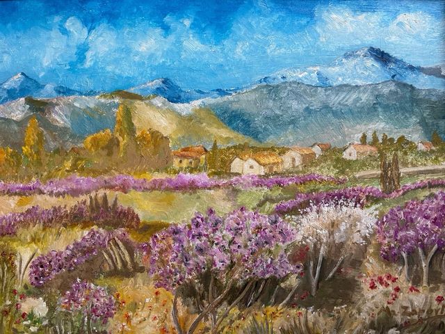 Óleo sobre tabla. paisaje