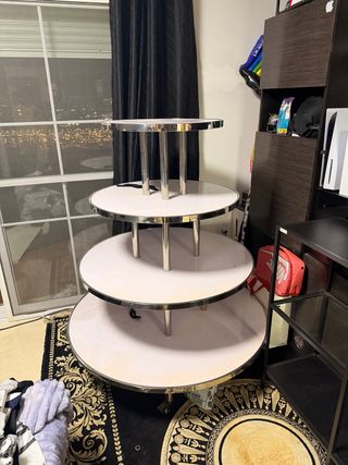 Estantería Redonda 4 Pisos Plata