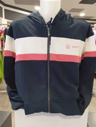 Sudadera MARTIZ con cremallera y rayas marino teja