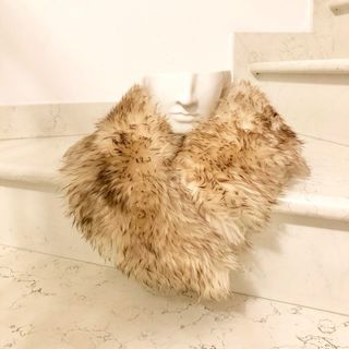 Accessorio collo pelliccia beige/marrone