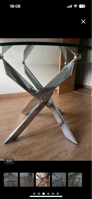 Mesa redonda cristal y metal