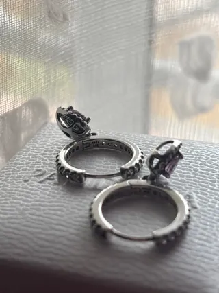 Pendientes plata Corazón Rosa