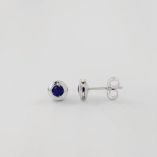Pendientes Oro Blanco 18K Zafiro Azul