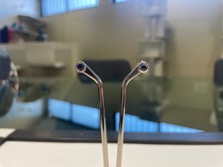 Pendientes Oro Blanco 18K Zafiro Azul