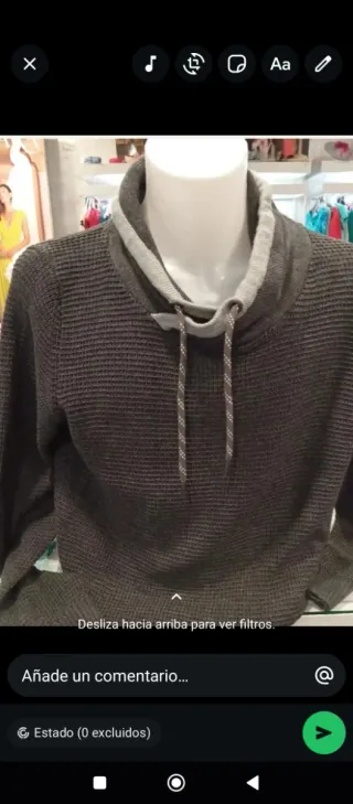 Jersey caballero gris de punto  cuello ajustable