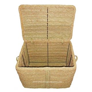 Baúl de esparto natural con tapa