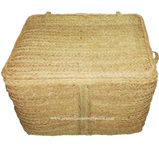 Baúl de esparto natural con tapa