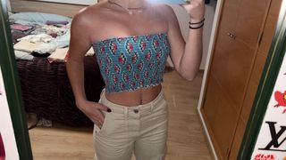 Top banda estampado floral fruncido