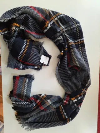 Sciarpa uomo lana tartan blu grigio