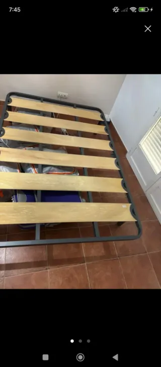 Somier metálico 135x200cm con láminas de madera