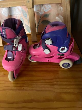 Patines infantiles rosas y azules