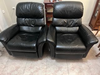 2 Poltrone Reclinabili in Pelle Nere