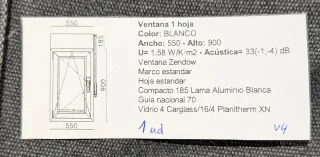 Ventana PVC Blanca 550x900mm