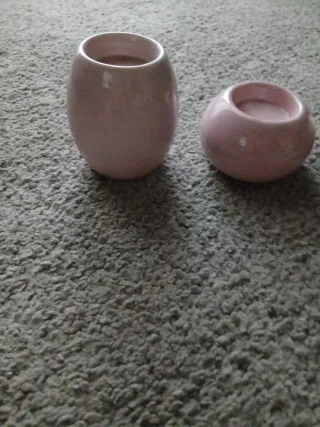 Set 3 portacandele in ceramica rosa