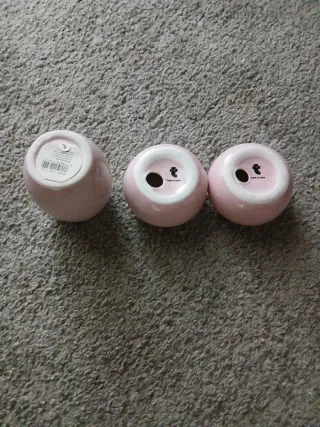 Set 3 portacandele in ceramica rosa