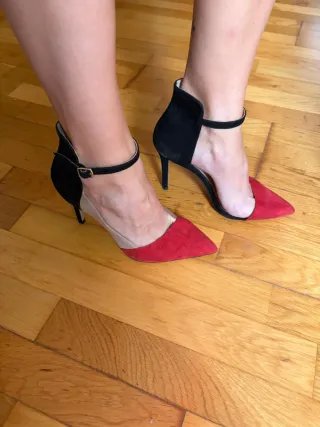Zapatos tacón ante rojo y negro