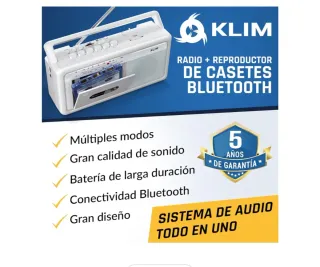KLIM Boombox Reproductor Cassette Blanco