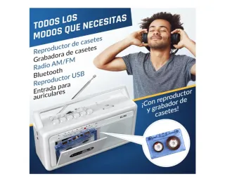 KLIM Boombox Reproductor Cassette Blanco