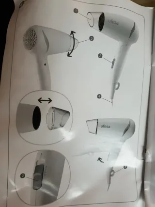 Secador de pelo, Ufesa. Viaje 1200W. Blanco Nuevo