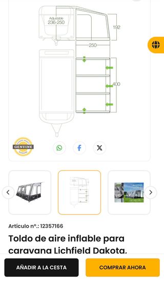Toldo inflable Lichfield Dakota 4M