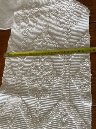 Caminho de mesa com franja tear antigo