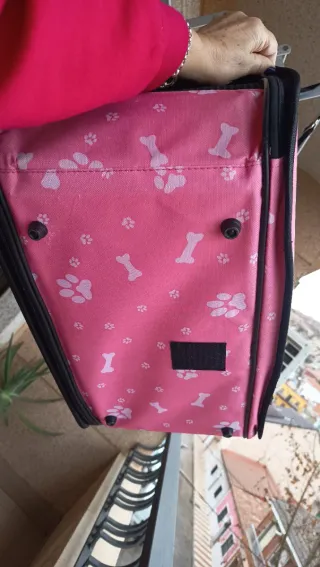 Transportín para mascotas rosa y negro