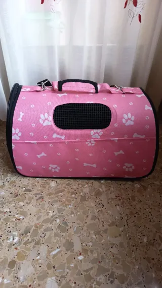 Transportín para mascotas rosa y negro